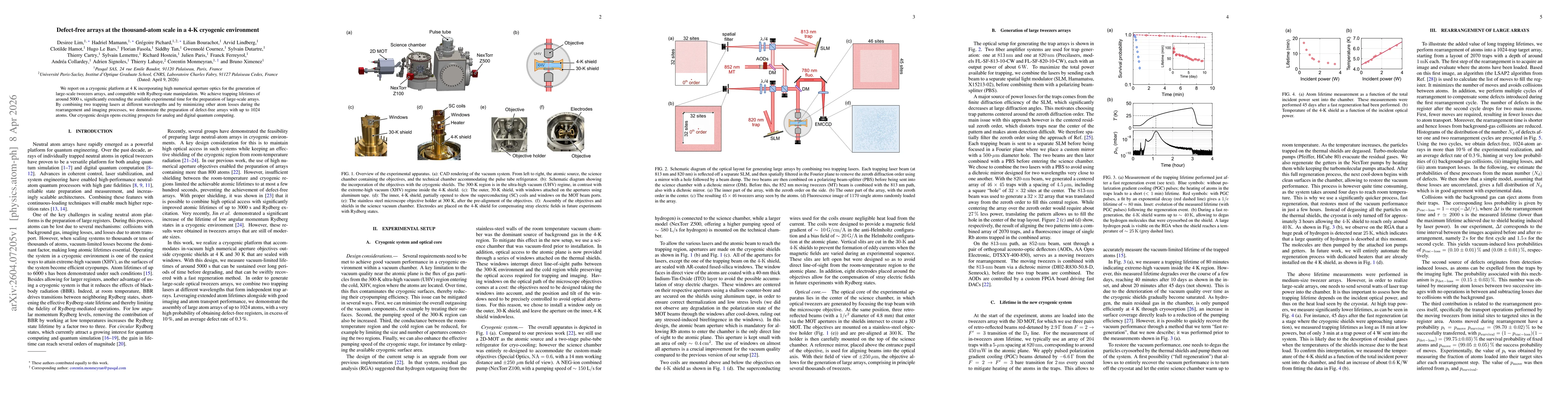 Thumbnail for Defect-free arrays at the thousand-atom scale in a 4-K cryogenic environment