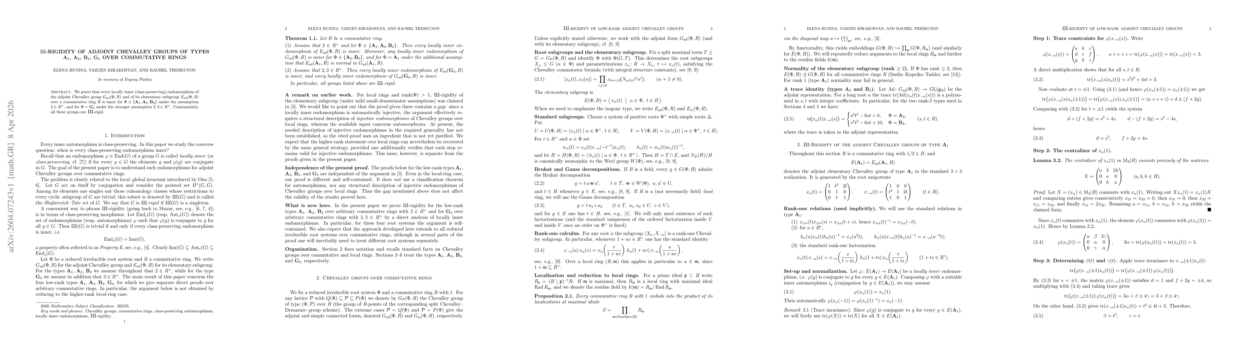Thumbnail for Chevalley groups, commutative rings, class-preserving endomorphisms, locally inner endomorphisms, Sha-rigidity