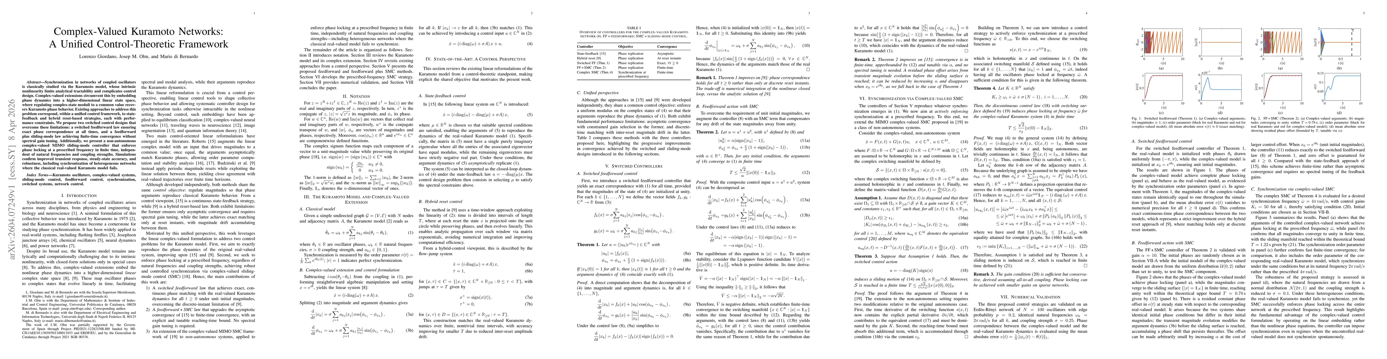 Thumbnail for Complex-Valued Kuramoto Networks: A Unified Control-Theoretic Framework