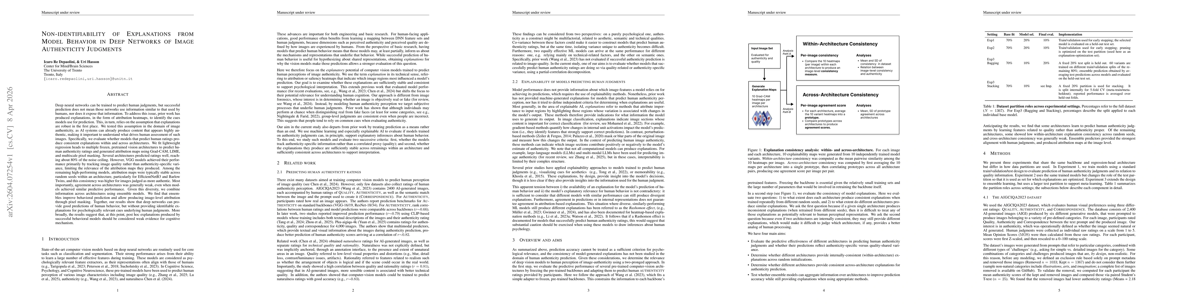 Thumbnail for Non-identifiability of Explanations from Model Behavior in Deep Networks of Image Authenticity Judgments