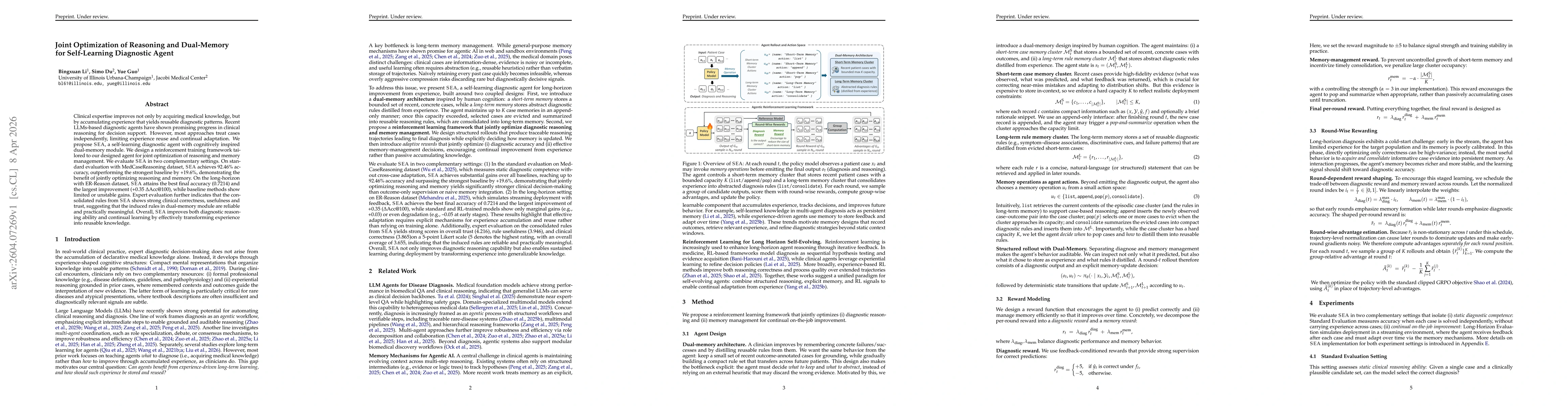 Thumbnail for Joint Optimization of Reasoning and Dual-Memory for Self-Learning Diagnostic Agent