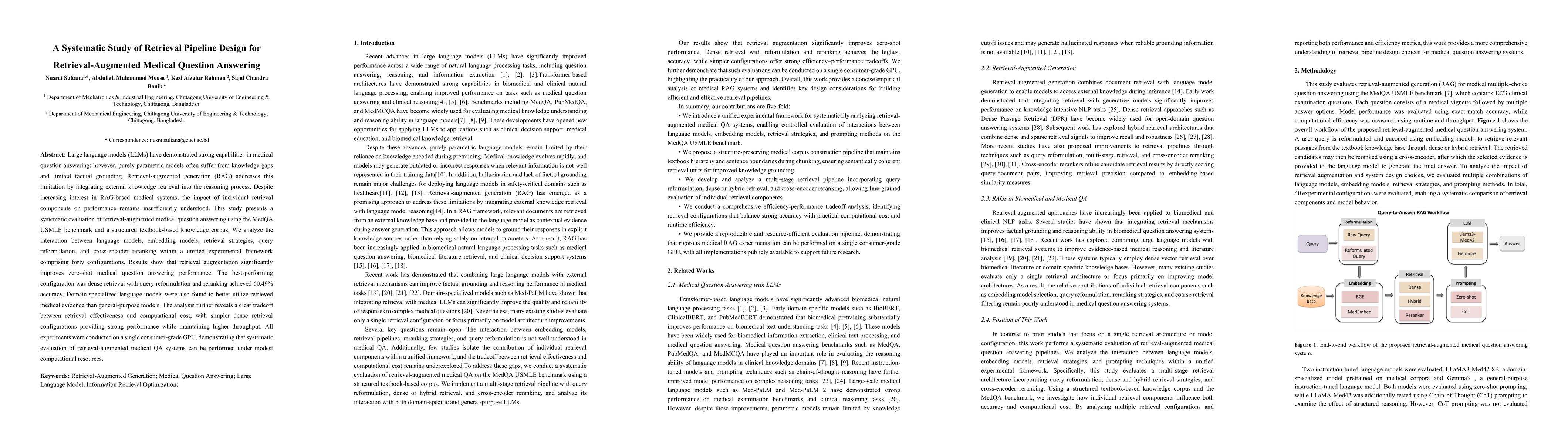 Thumbnail for A Systematic Study of Retrieval Pipeline Design for Retrieval-Augmented Medical Question Answering