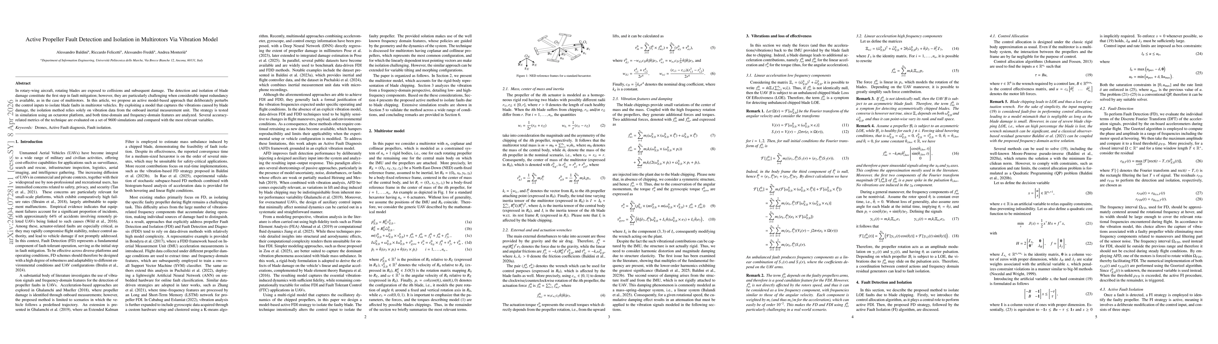 Thumbnail for Active Propeller Fault Detection and Isolation in Multirotors Via Vibration Model
