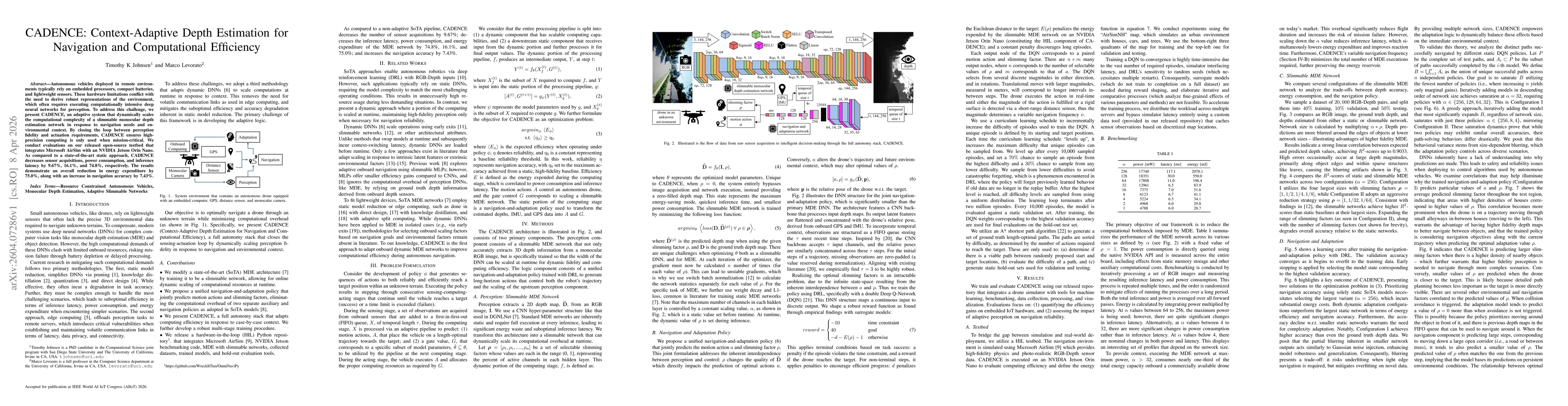 Thumbnail for CADENCE: Context-Adaptive Depth Estimation for Navigation and Computational Efficiency