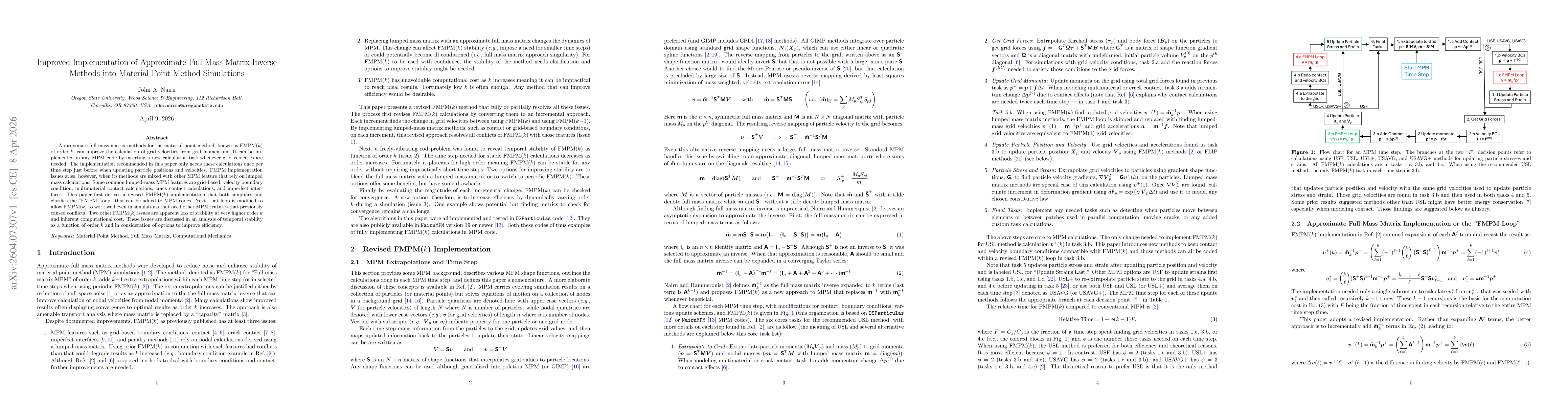 Thumbnail for Improved Implementation of Approximate Full Mass Matrix Inverse Methods into Material Point Method Simulations