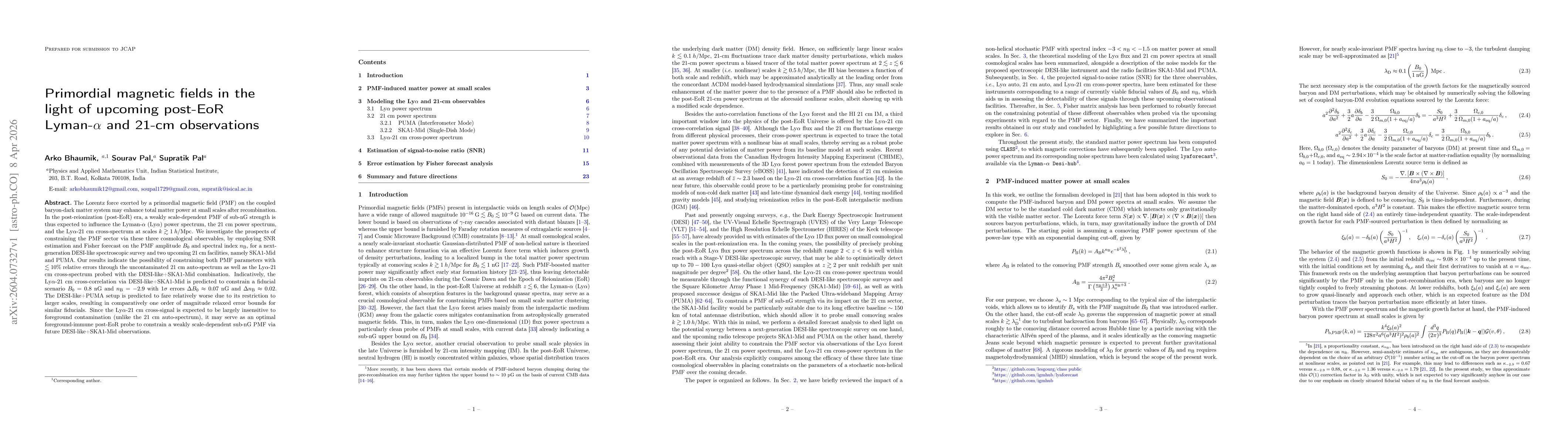 Thumbnail for Primordial magnetic fields in the light of upcoming post-EoR Lyman-$α$ and 21-cm observations