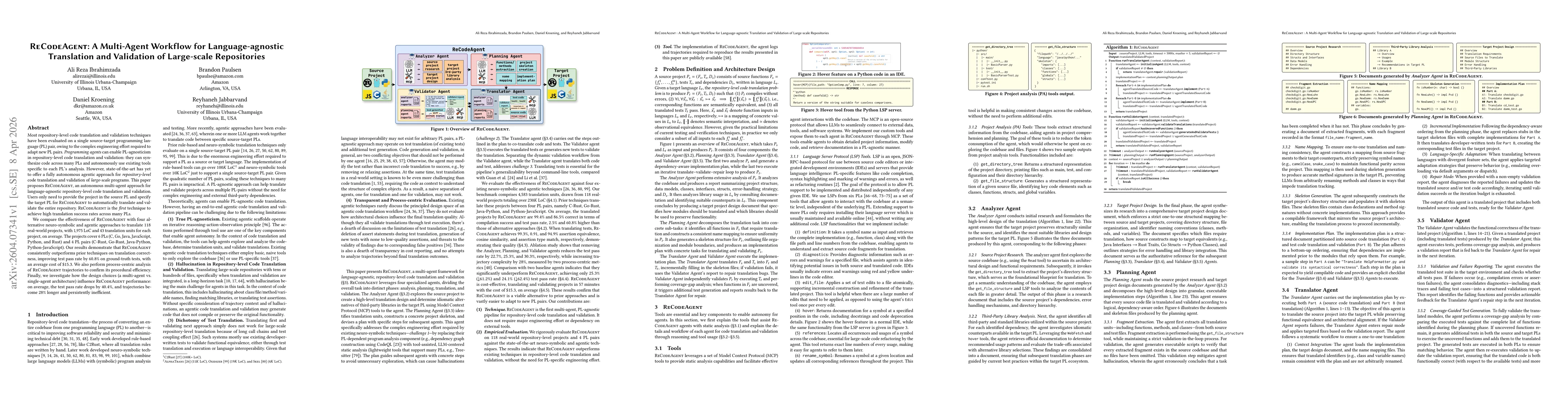 Thumbnail for ReCodeAgent: A Multi-Agent Workflow for Language-agnostic Translation and Validation of Large-scale Repositories