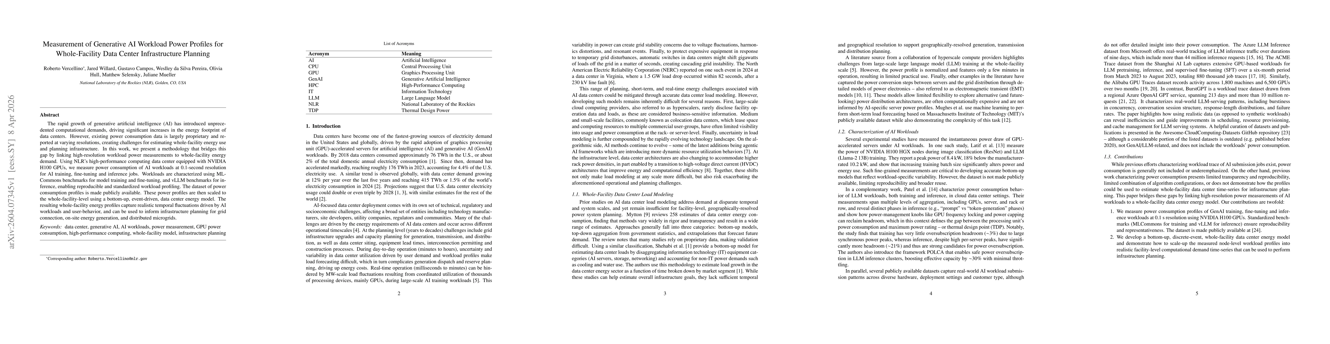 Thumbnail for Measurement of Generative AI Workload Power Profiles for Whole-Facility Data Center Infrastructure Planning