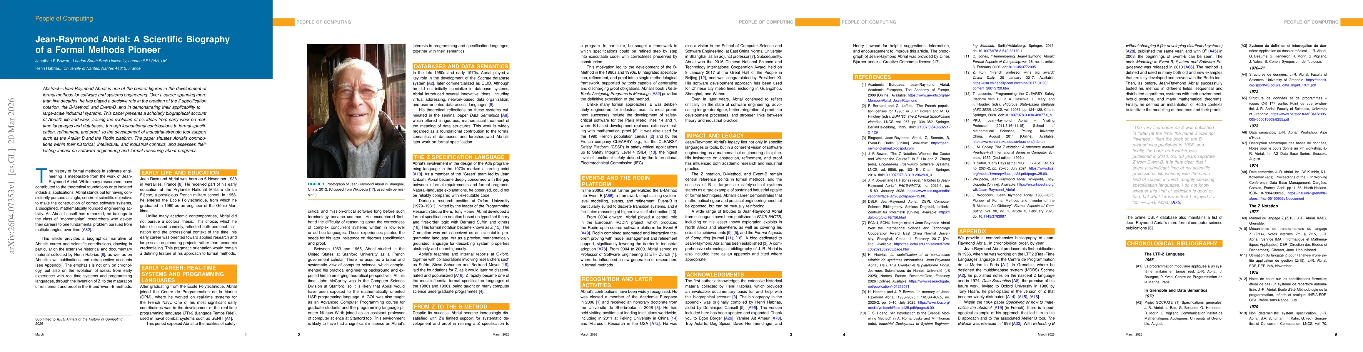 Thumbnail for Jean-Raymond Abrial: A Scientific Biography of a Formal Methods Pioneer