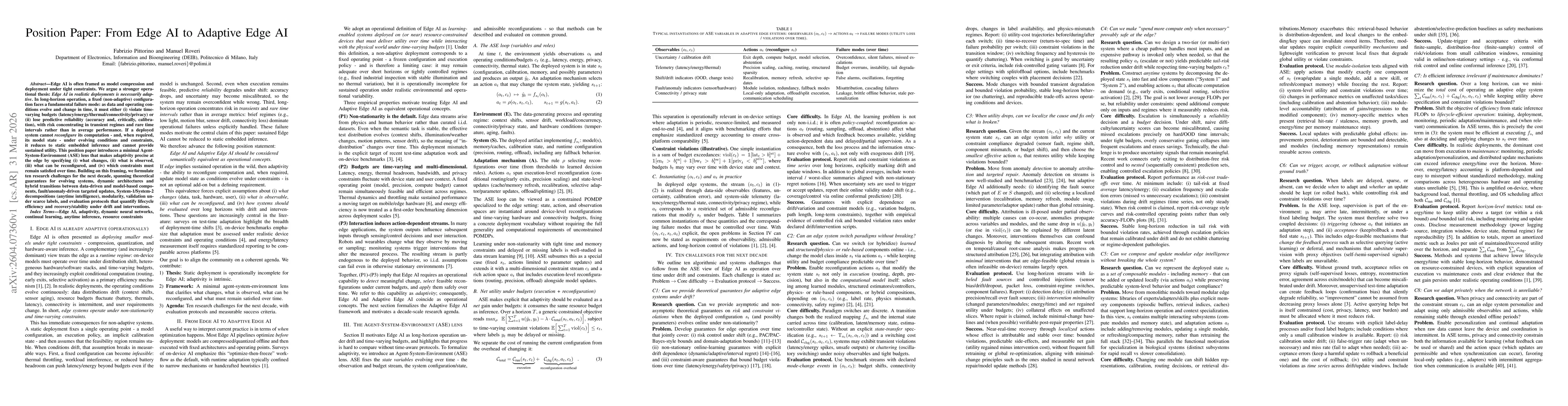 Thumbnail for Position Paper: From Edge AI to Adaptive Edge AI