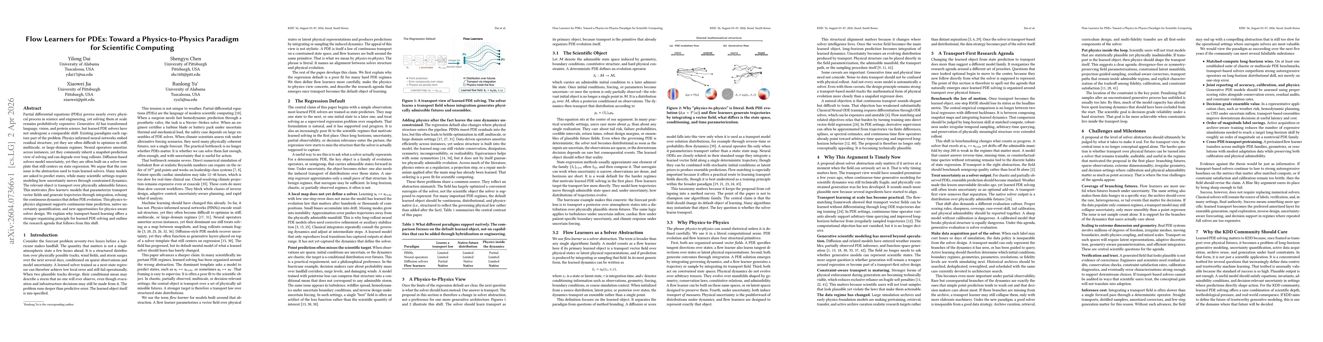 Thumbnail for Flow Learners for PDEs: Toward a Physics-to-Physics Paradigm for Scientific Computing