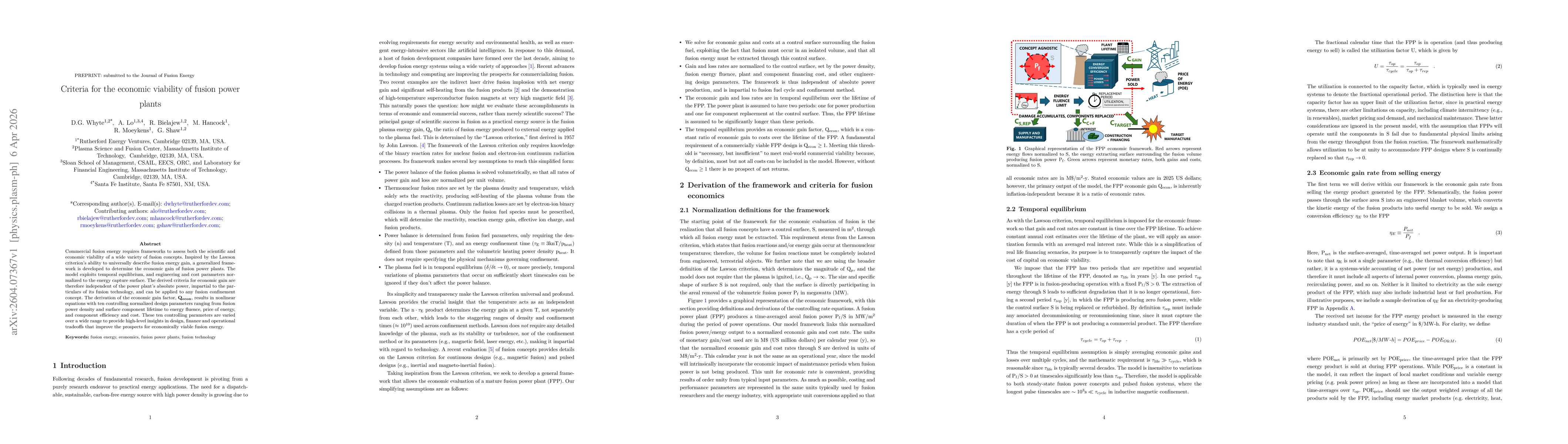 Thumbnail for Criteria for the economic viability of fusion power plants