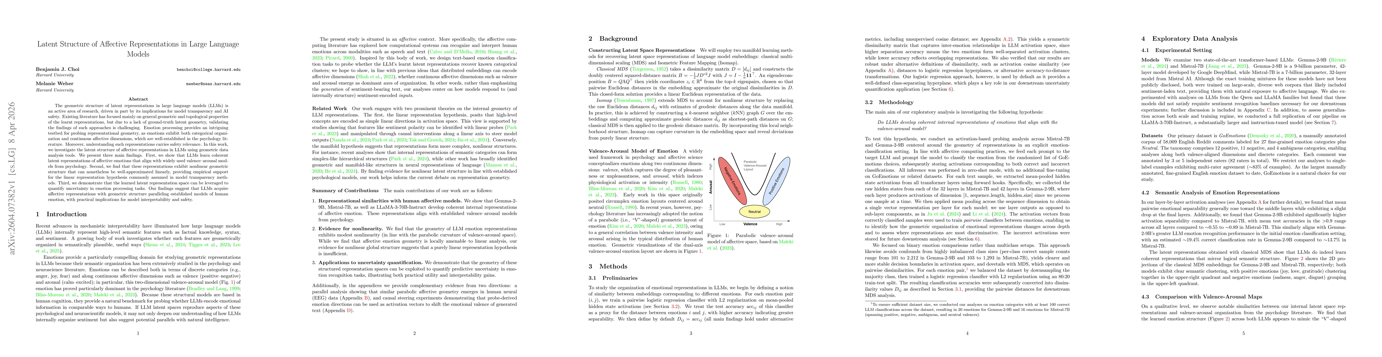 Thumbnail for Latent Structure of Affective Representations in Large Language Models
