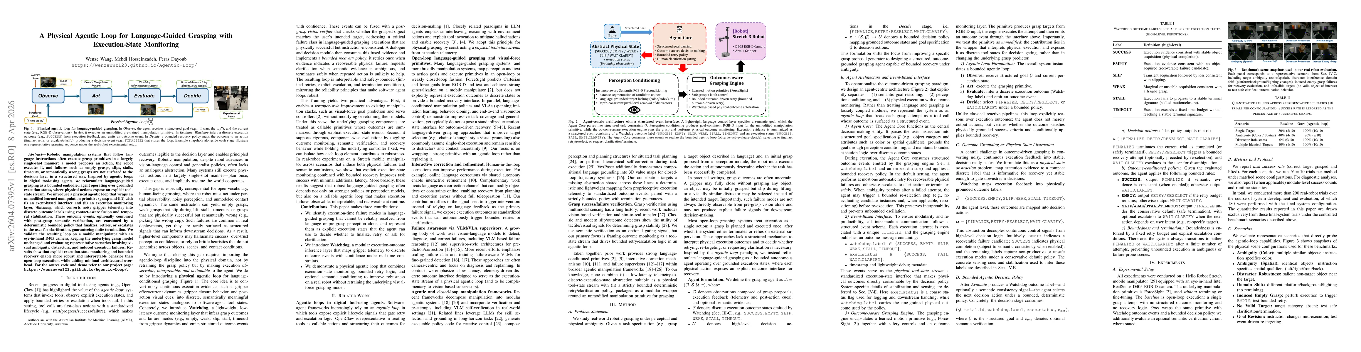 Thumbnail for A Physical Agentic Loop for Language-Guided Grasping with Execution-State Monitoring