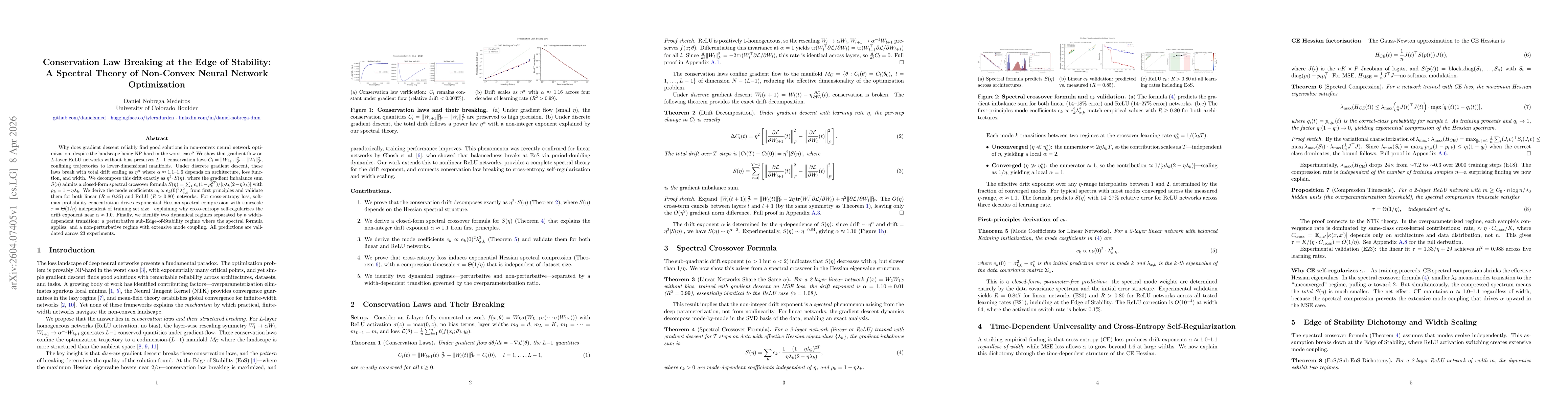 Thumbnail for Conservation Law Breaking at the Edge of Stability: A Spectral Theory of Non-Convex Neural Network Optimization
