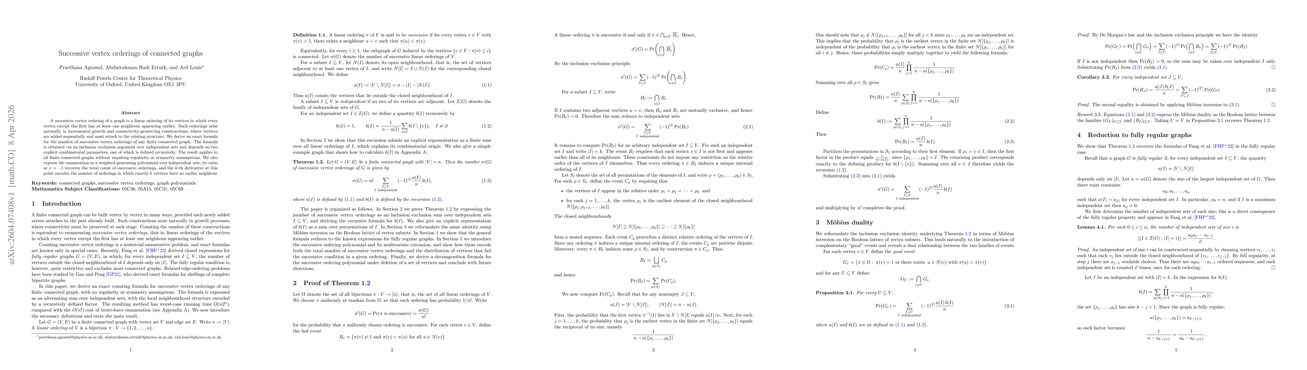 Thumbnail for Successive vertex orderings of connected graphs