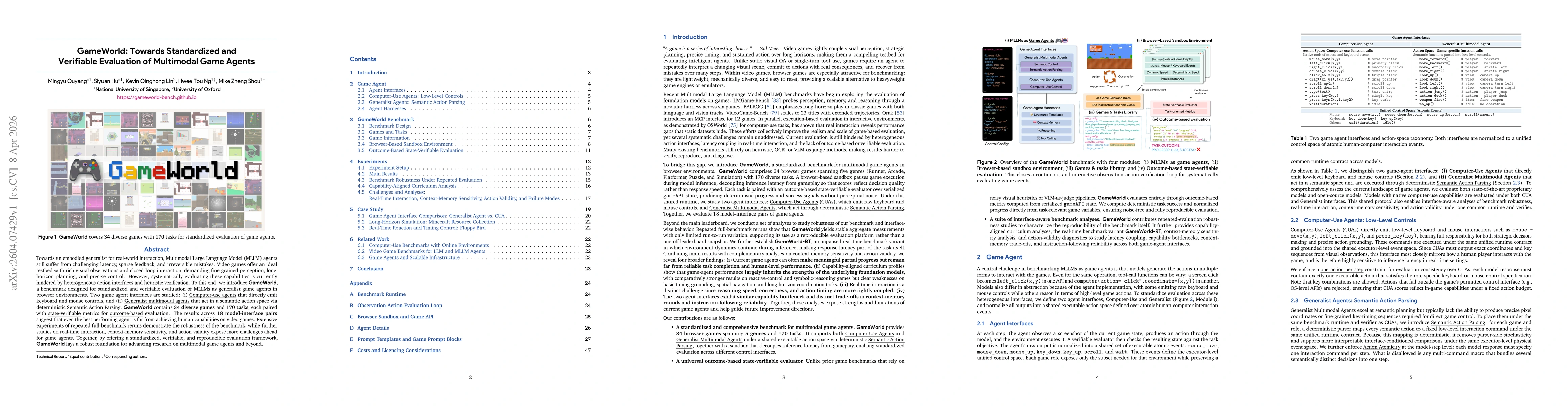 Thumbnail for GameWorld: Towards Standardized and Verifiable Evaluation of Multimodal Game Agents