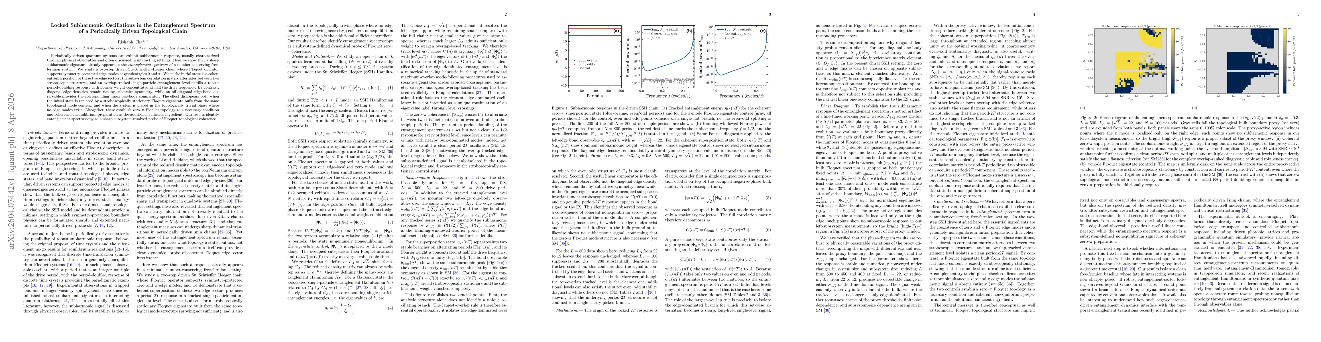 Thumbnail for Locked Subharmonic Oscillations in the Entanglement Spectrum of a Periodically Driven Topological Chain