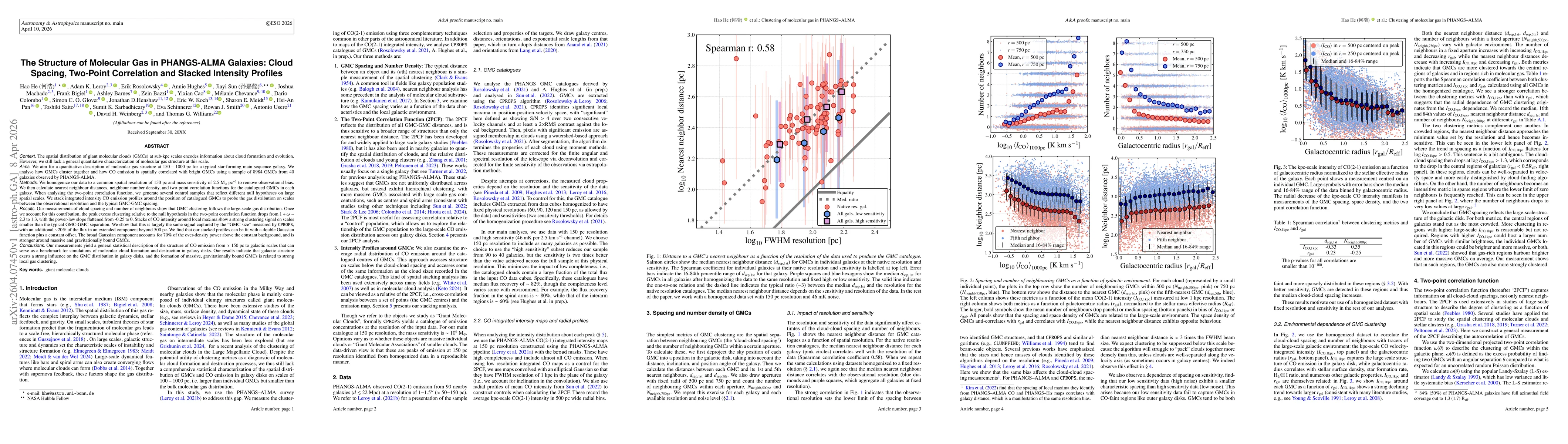 Thumbnail for The Structure of Molecular Gas in PHANGS-ALMA Galaxies: Cloud Spacing, Two-Point Correlation and Stacked Intensity Profiles
