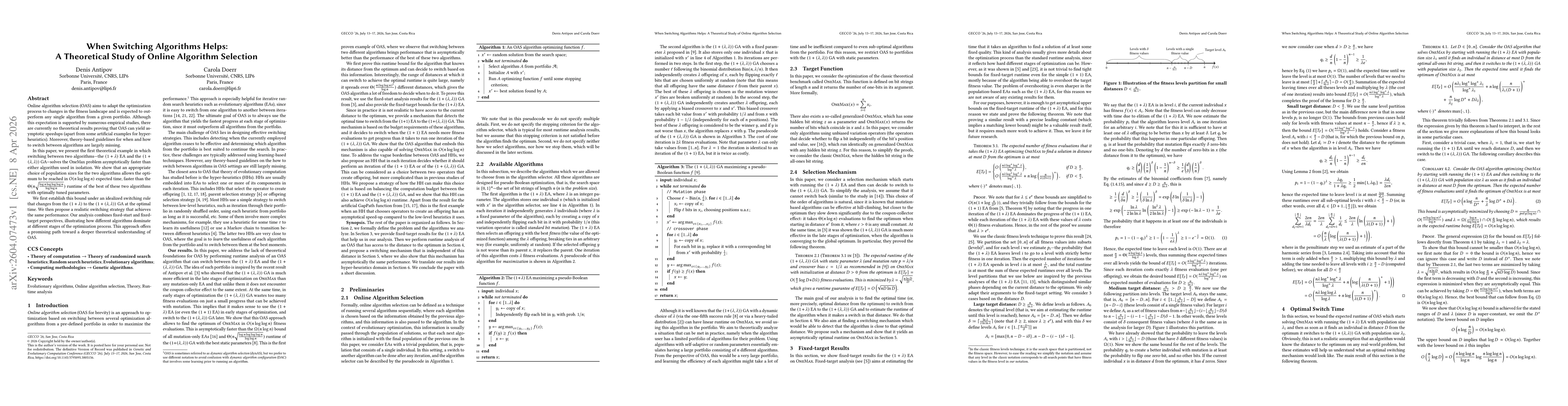 Thumbnail for When Switching Algorithms Helps: A Theoretical Study of Online Algorithm Selection