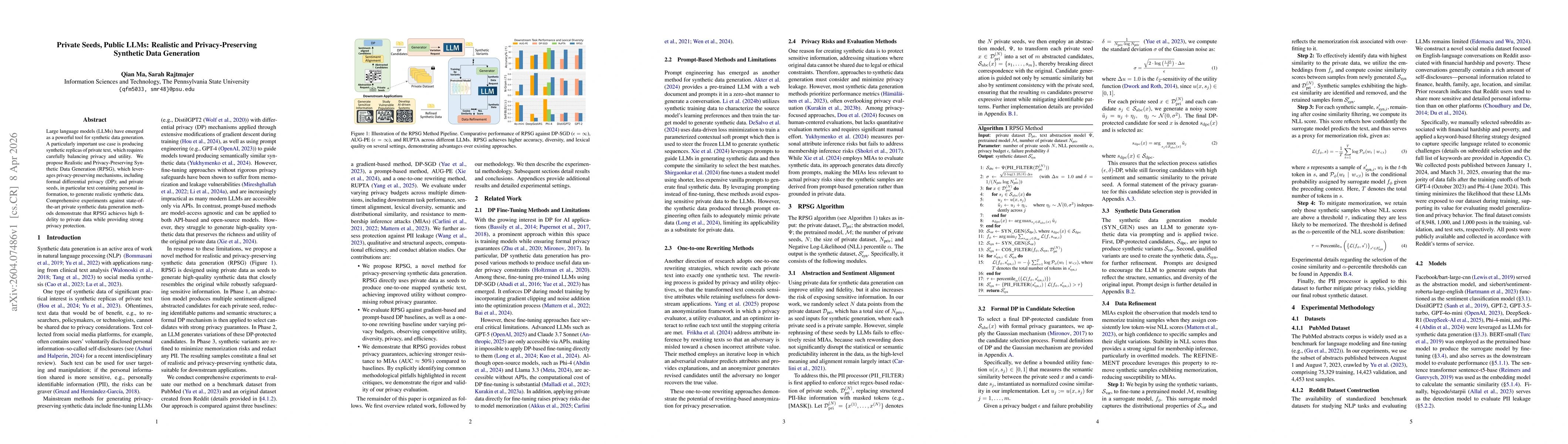 Thumbnail for Private Seeds, Public LLMs: Realistic and Privacy-Preserving Synthetic Data Generation