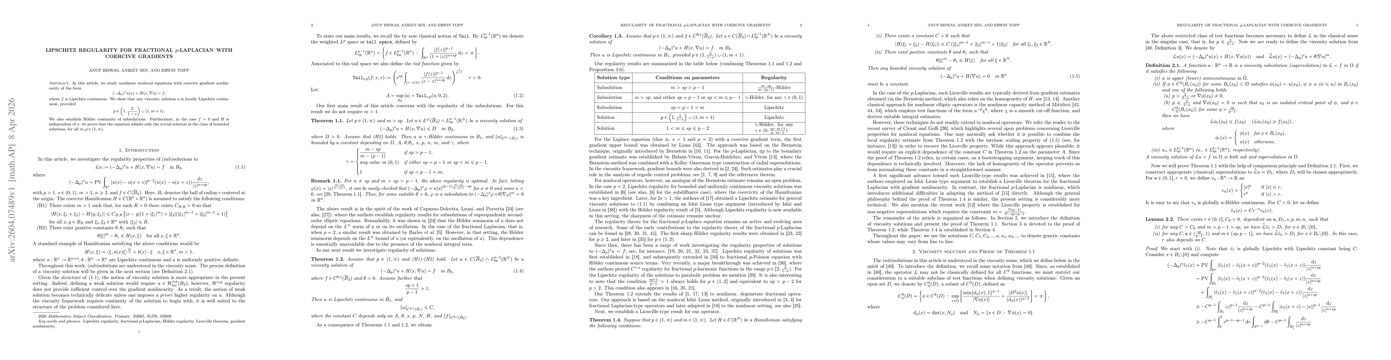 Thumbnail for Lipschitz regularity for fractional $p$-Laplacian with coercive gradients