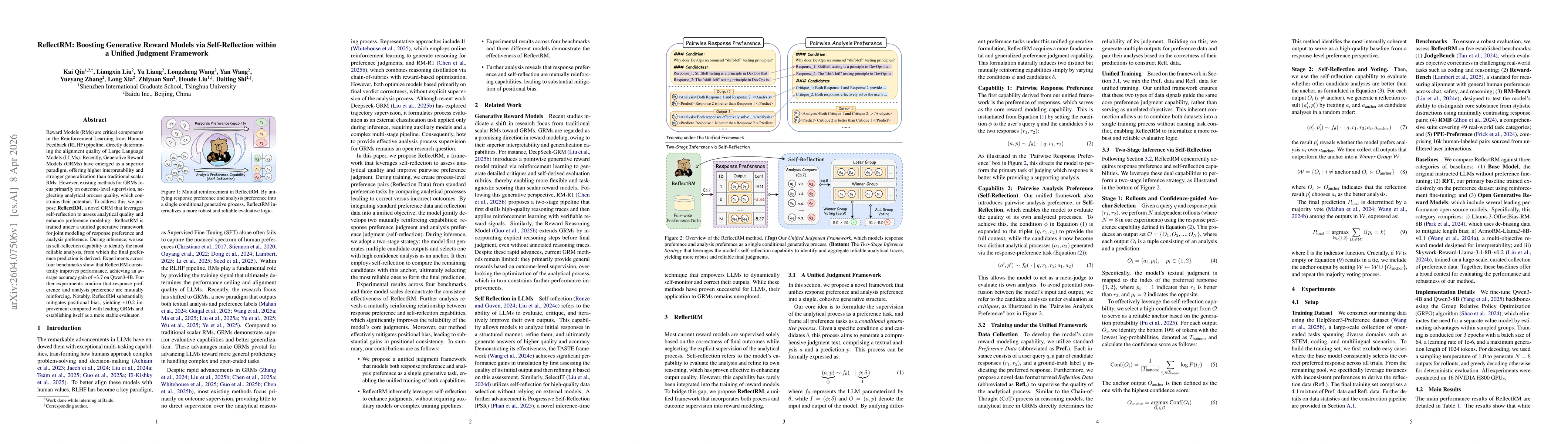 Thumbnail for ReflectRM: Boosting Generative Reward Models via Self-Reflection within a Unified Judgment Framework