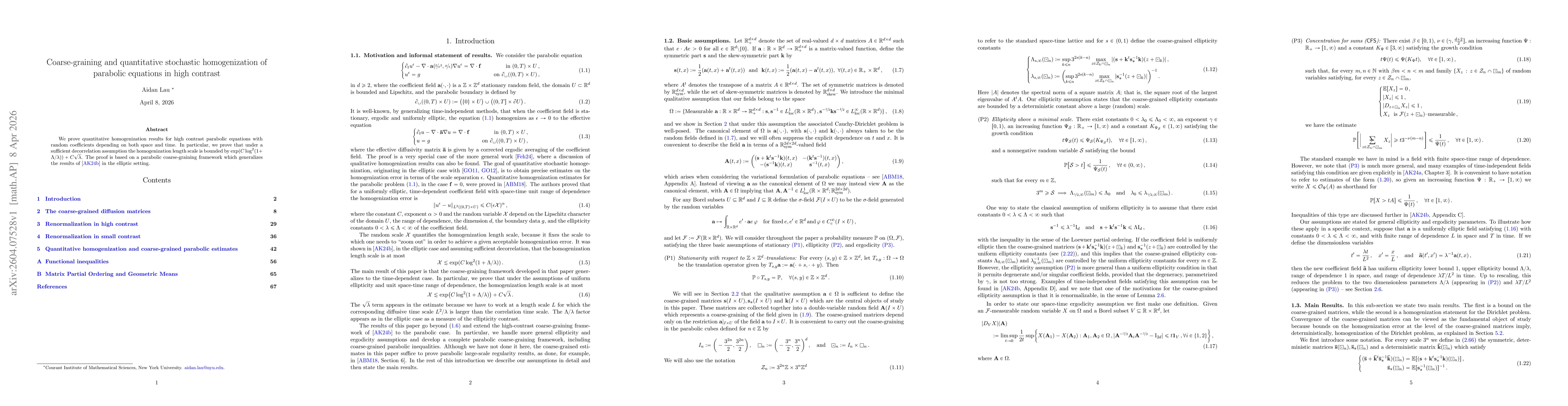 Thumbnail for Coarse-graining and quantitative stochastic homogenization of parabolic equations in high contrast