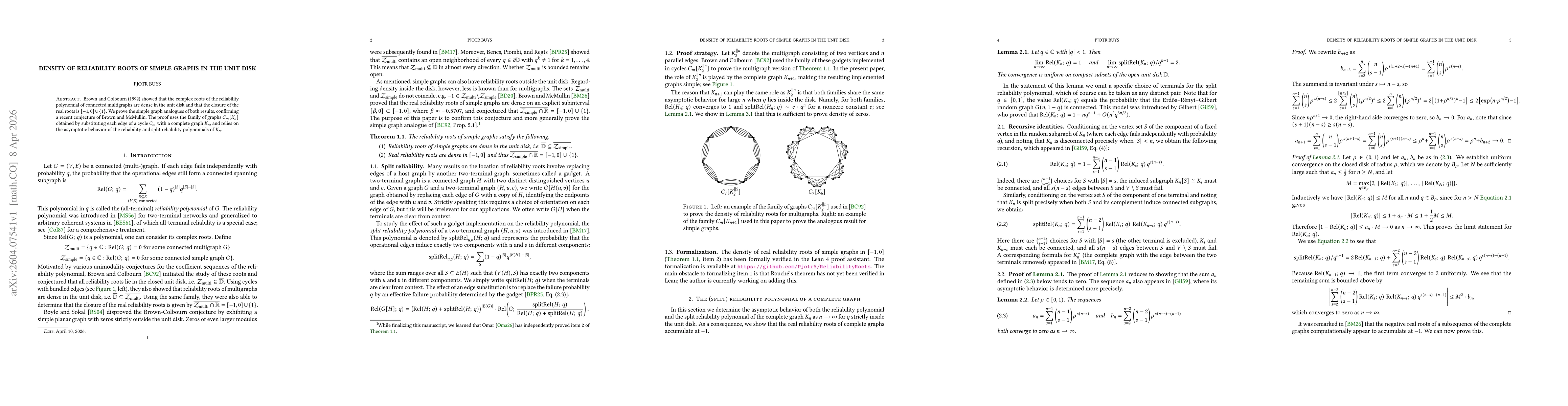Thumbnail for Density of reliability roots of simple graphs in the unit disk