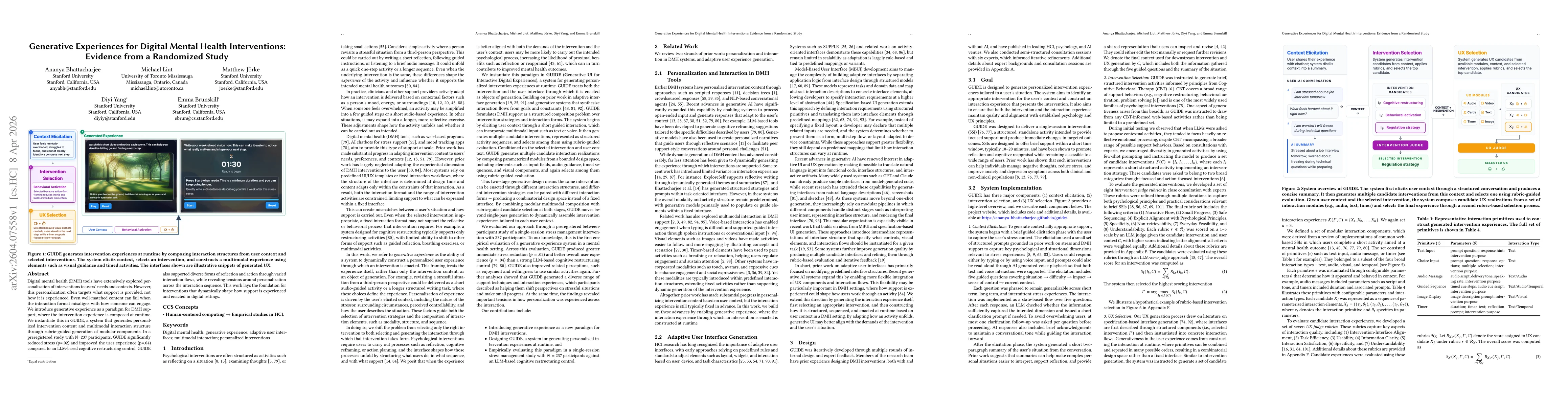 Thumbnail for Generative Experiences for Digital Mental Health Interventions: Evidence from a Randomized Study