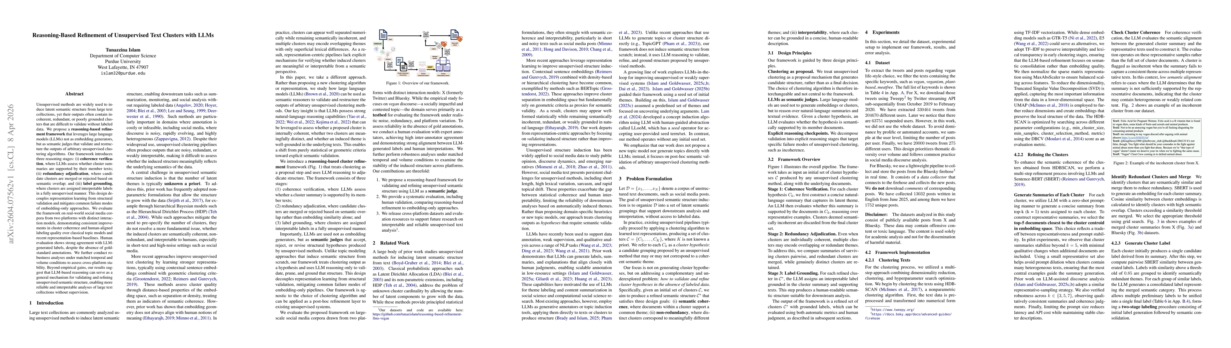 Thumbnail for Reasoning-Based Refinement of Unsupervised Text Clusters with LLMs