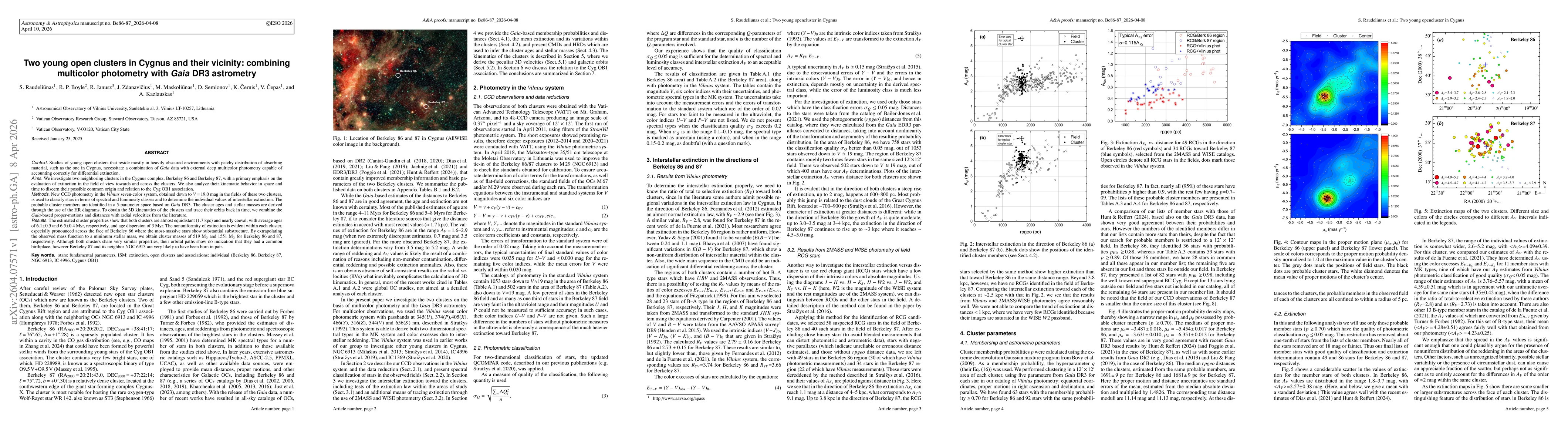 Thumbnail for Two young open clusters in Cygnus and their vicinity: combining multicolor photometry with Gaia DR3 astrometry