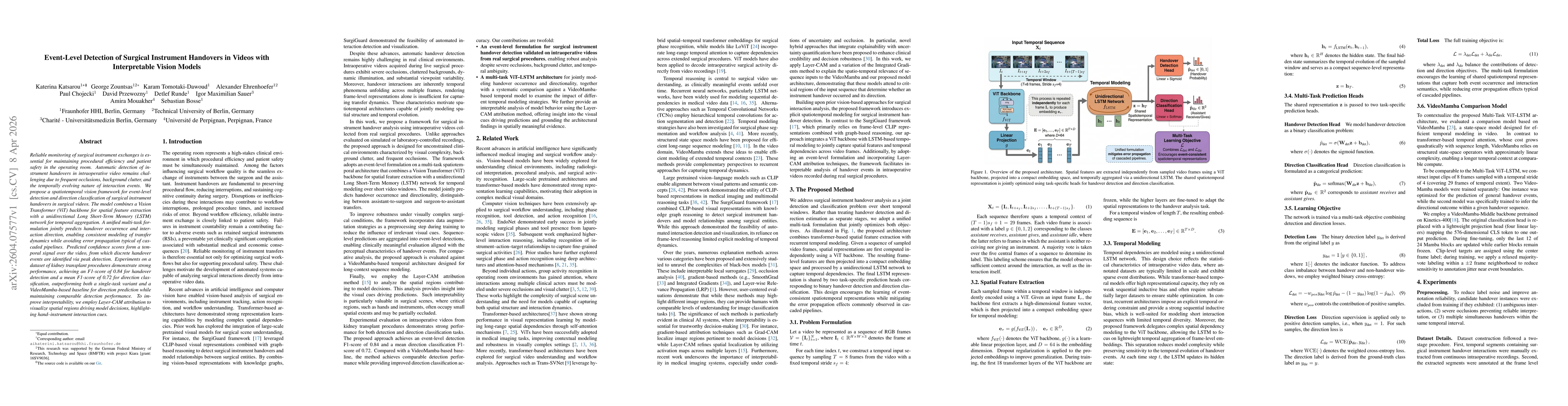 Thumbnail for Event-Level Detection of Surgical Instrument Handovers in Videos with Interpretable Vision Models