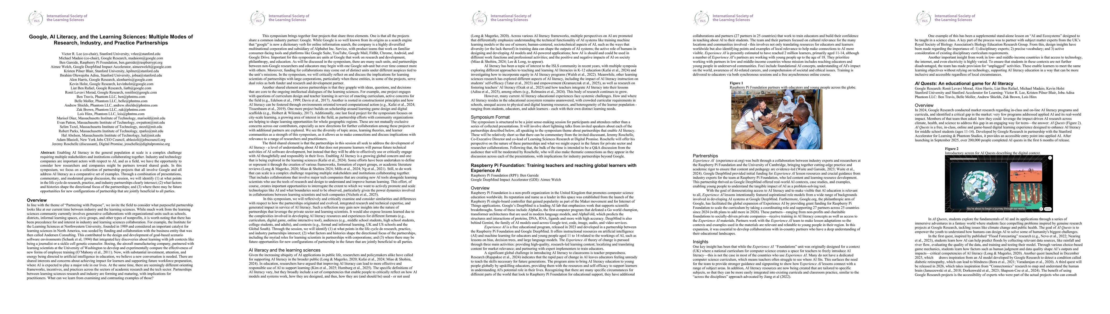 Thumbnail for Google, AI Literacy, and the Learning Sciences: Multiple Modes of Research, Industry, and Practice Partnerships