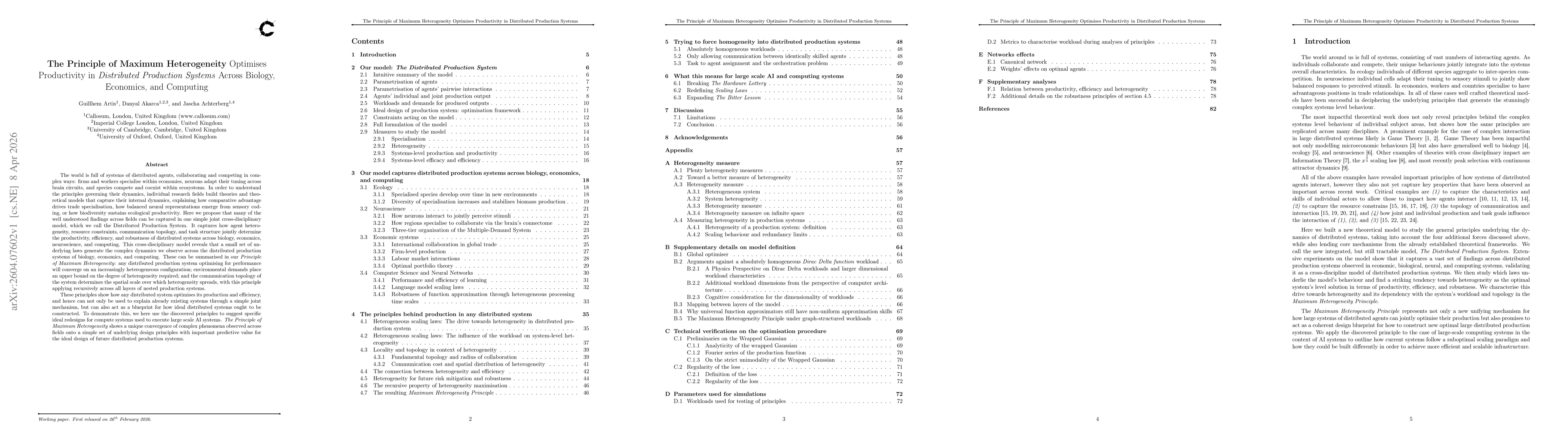 Thumbnail for The Principle of Maximum Heterogeneity Optimises Productivity in Distributed Production Systems Across Biology, Economics, and Computing