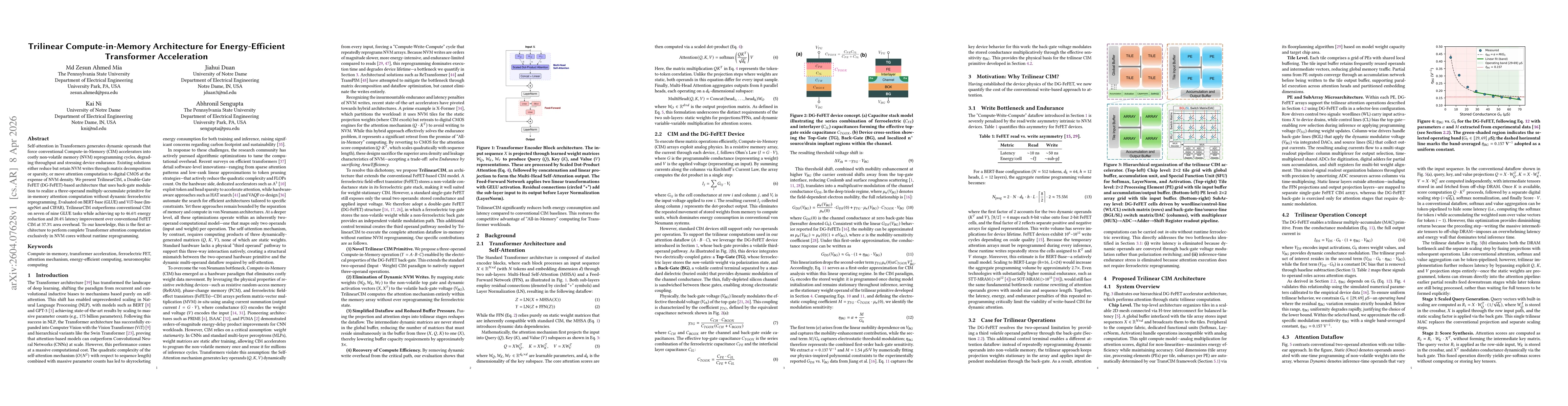 Thumbnail for Trilinear Compute-in-Memory Architecture for Energy-Efficient Transformer Acceleration