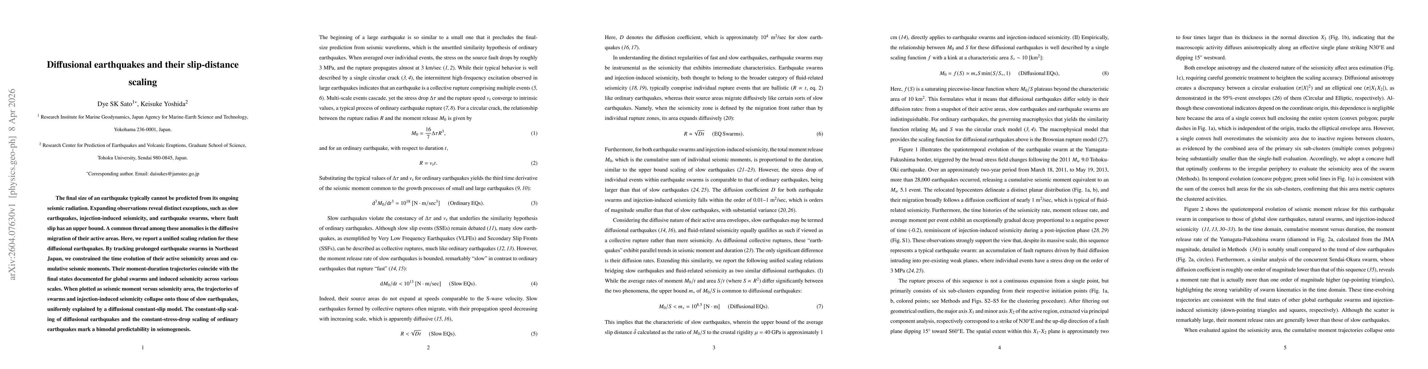 Thumbnail for Diffusional earthquakes and their slip-distance scaling