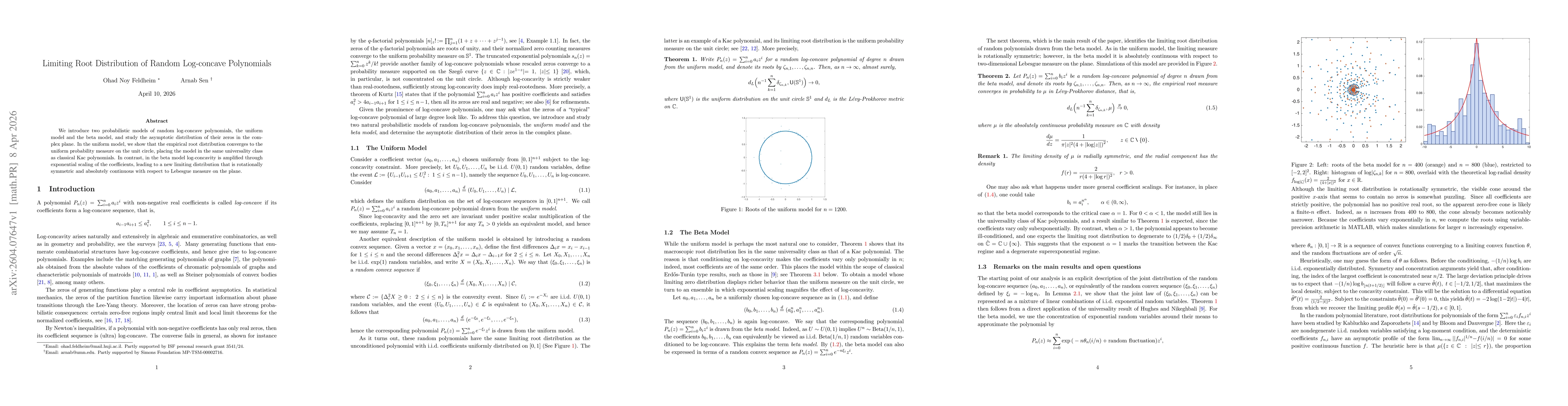 Thumbnail for Limiting Root Distribution of Random Log-concave Polynomials