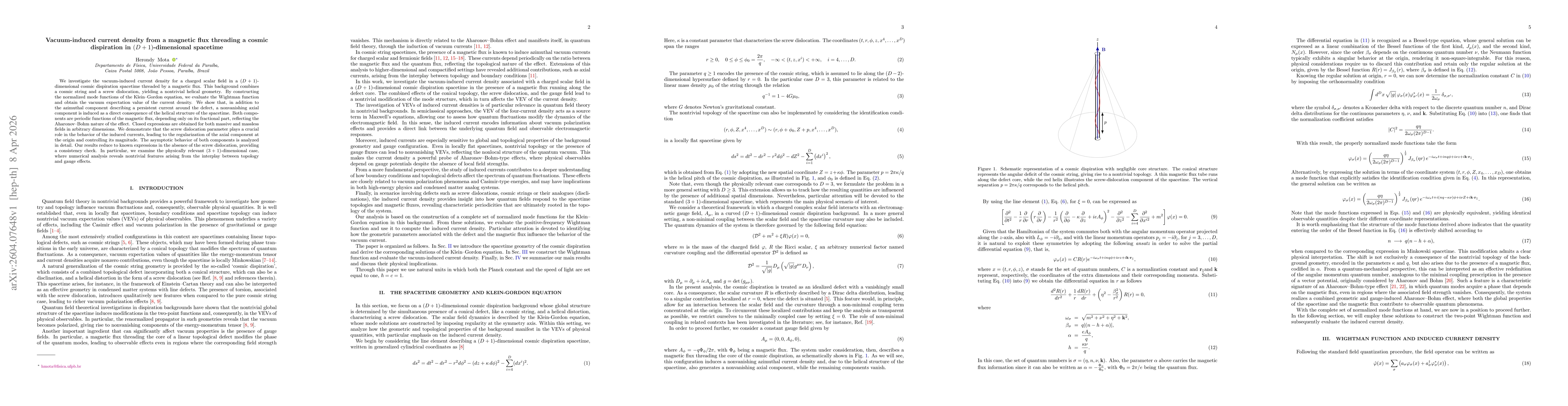 Thumbnail for Vacuum-induced current density from a magnetic flux threading a cosmic dispiration in $(D+1)$-dimensional spacetime