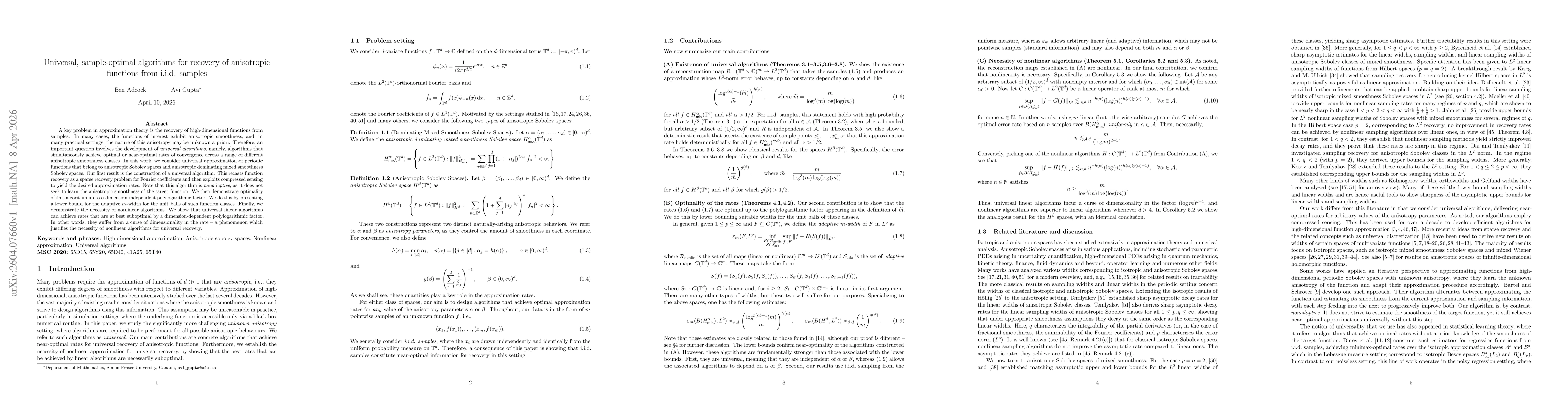 Thumbnail for Universal, sample-optimal algorithms for recovery of anisotropic functions from i.i.d. samples