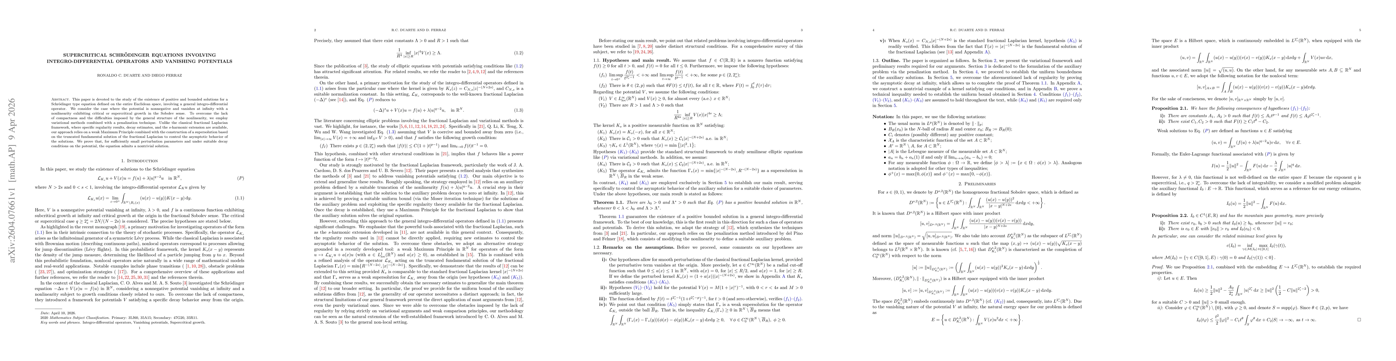 Thumbnail for Supercritical Schrödinger equations involving integro-differential operators and vanishing potentials