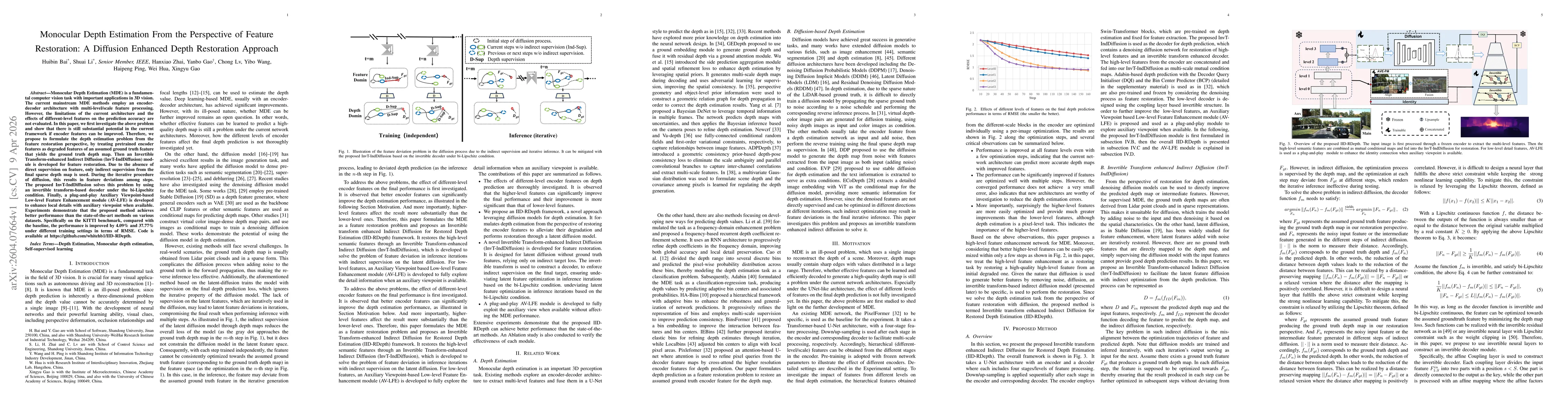 Thumbnail for Monocular Depth Estimation From the Perspective of Feature Restoration: A Diffusion Enhanced Depth Restoration Approach