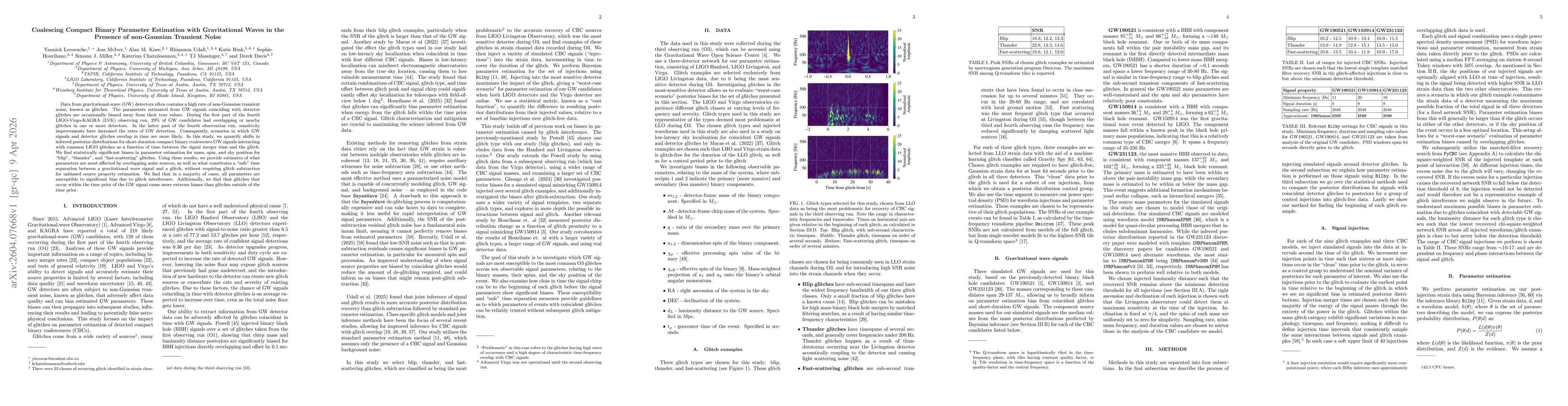 Thumbnail for Coalescing Compact Binary Parameter Estimation with Gravitational Waves in the Presence of non-Gaussian Transient Noise