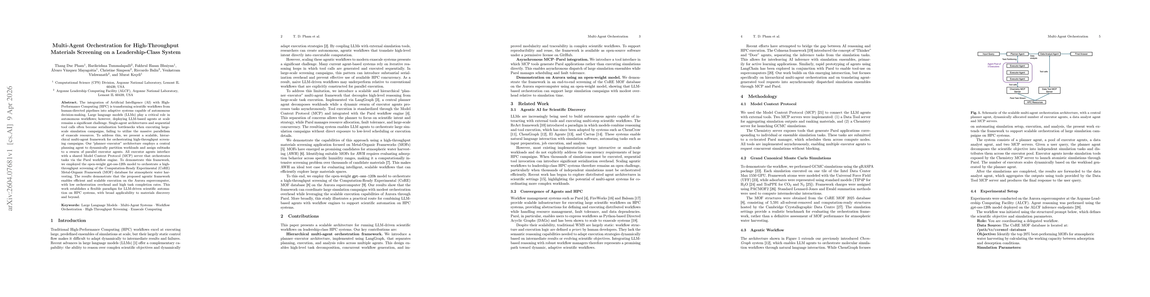 Thumbnail for Multi-Agent Orchestration for High-Throughput Materials Screening on a Leadership-Class System