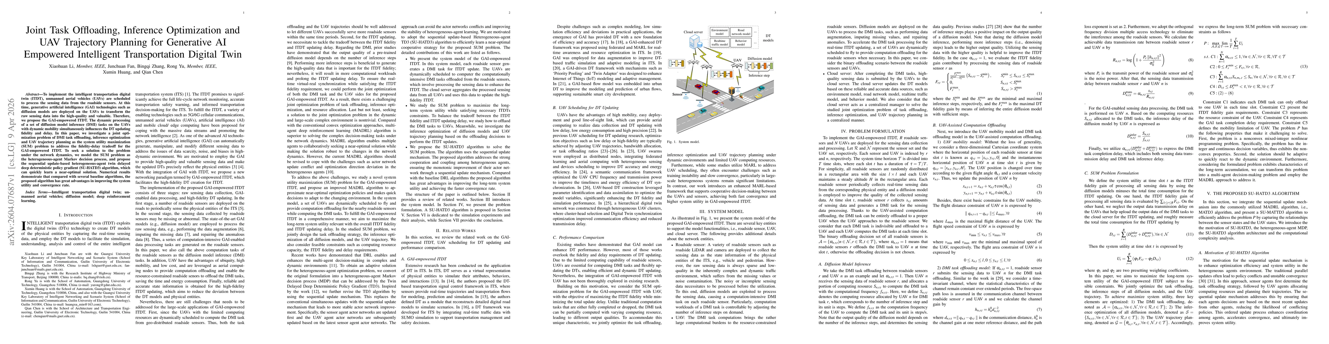 Thumbnail for Joint Task Offloading, Inference Optimization and UAV Trajectory Planning for Generative AI Empowered Intelligent Transportation Digital Twin