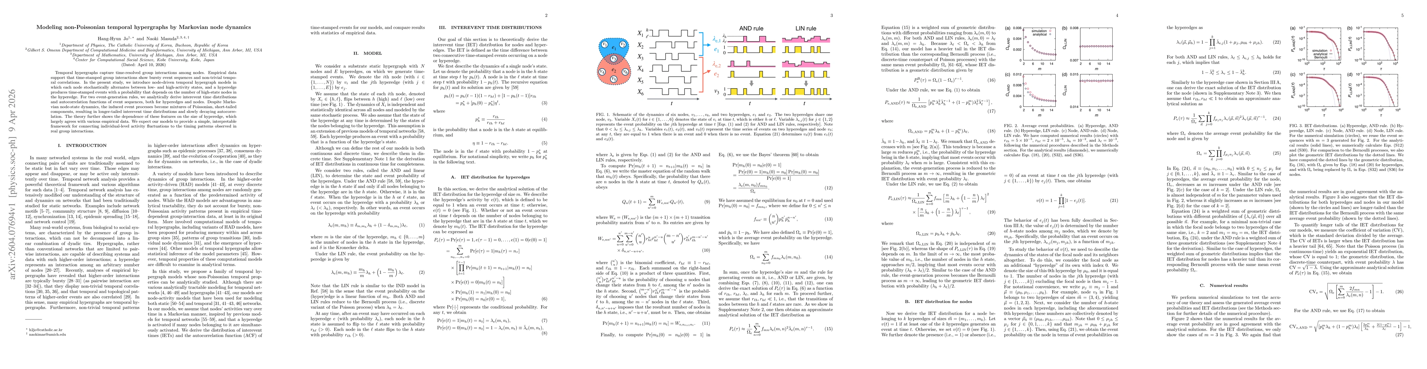 Thumbnail for Modeling non-Poissonian temporal hypergraphs by Markovian node dynamics