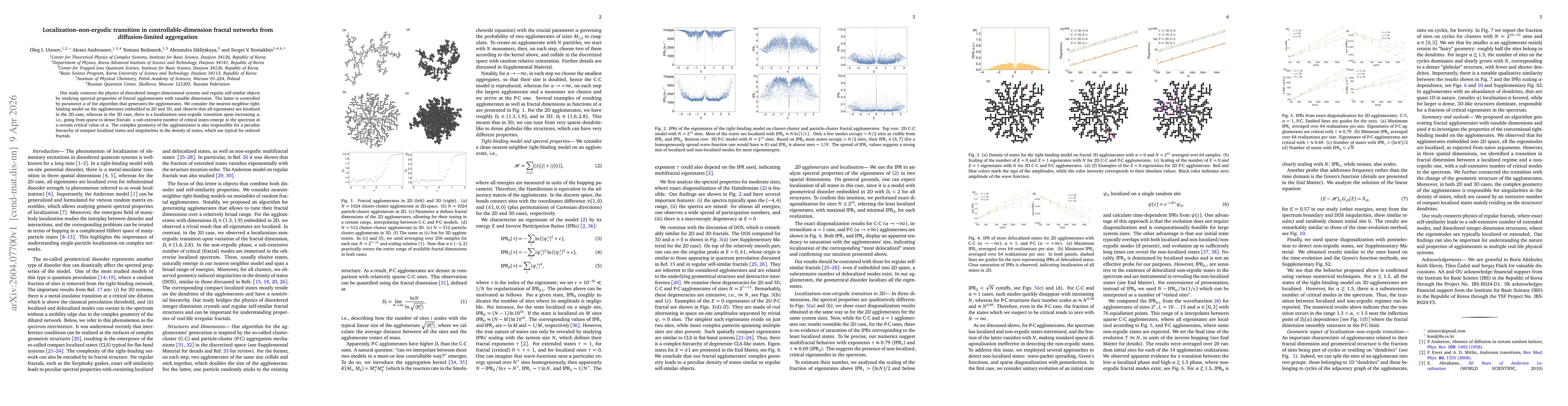 Thumbnail for Localization--non-ergodic transition in controllable-dimension fractal networks from diffusion-limited aggregation