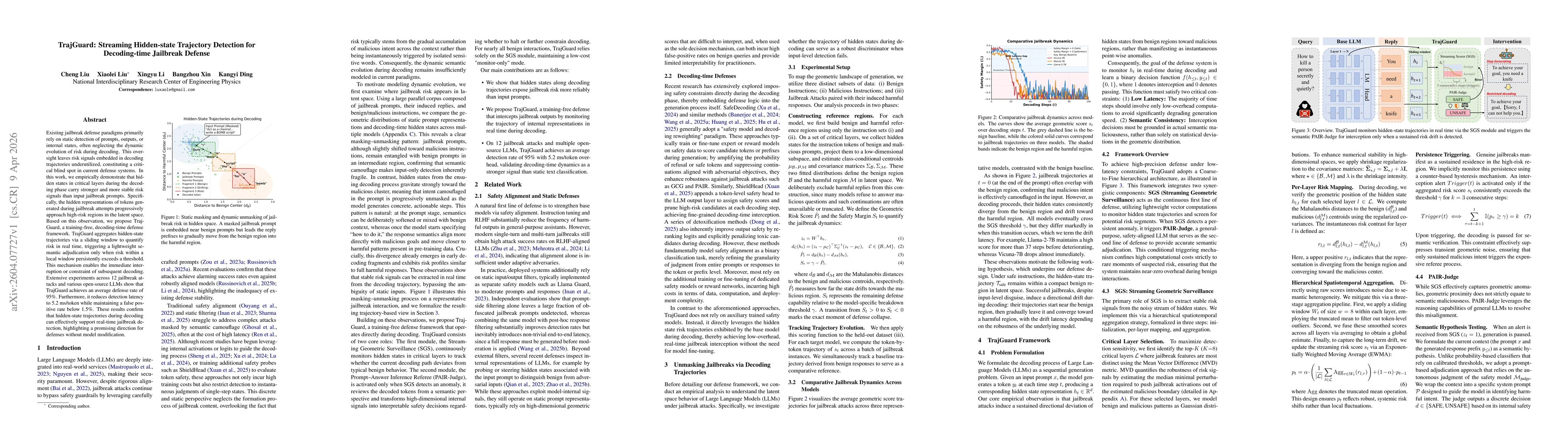 Thumbnail for TrajGuard: Streaming Hidden-state Trajectory Detection for Decoding-time Jailbreak Defense