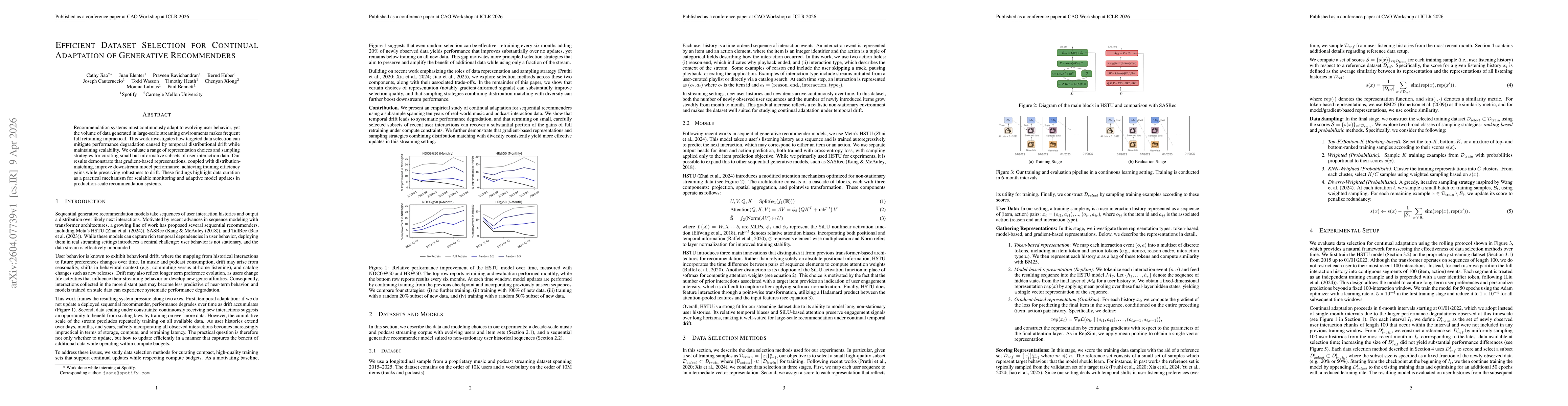 Thumbnail for Efficient Dataset Selection for Continual Adaptation of Generative Recommenders