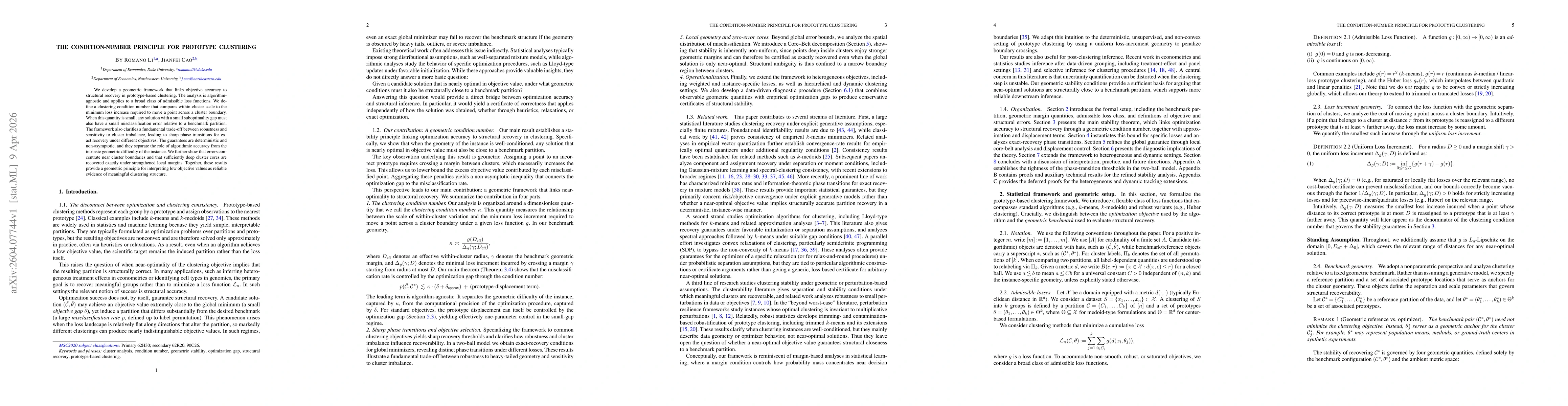Thumbnail for The Condition-Number Principle for Prototype Clustering